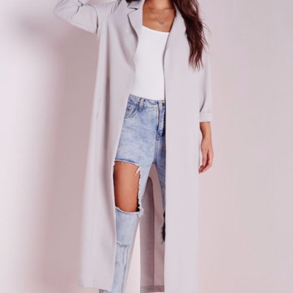 Grey long sleeve maxi duster jacket ✨Missguided